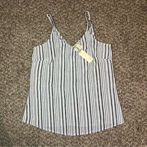 NEW! Japna Women's M Blue White Stripes Adjustable Straps Medium Tank Top Shirt